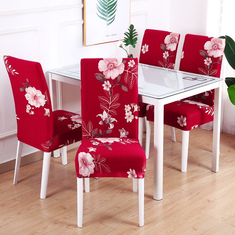 Printed stretch dining chair online slipcover winston porter